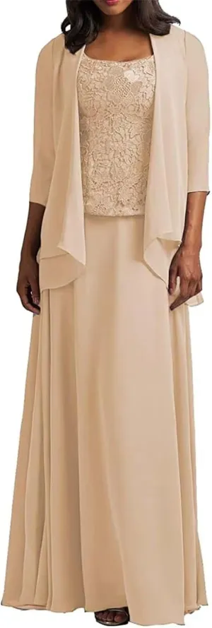 2 Piece Mother of The Bride Dresses with Jacket Plus Size Formal Suit Set Mom Wedding Guest Dresses PT047