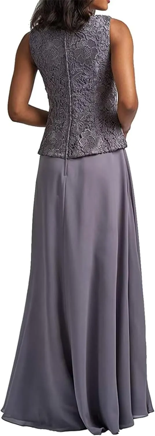 2 Piece Mother of The Bride Dresses with Jacket Plus Size Formal Suit Set Mom Wedding Guest Dresses PT047