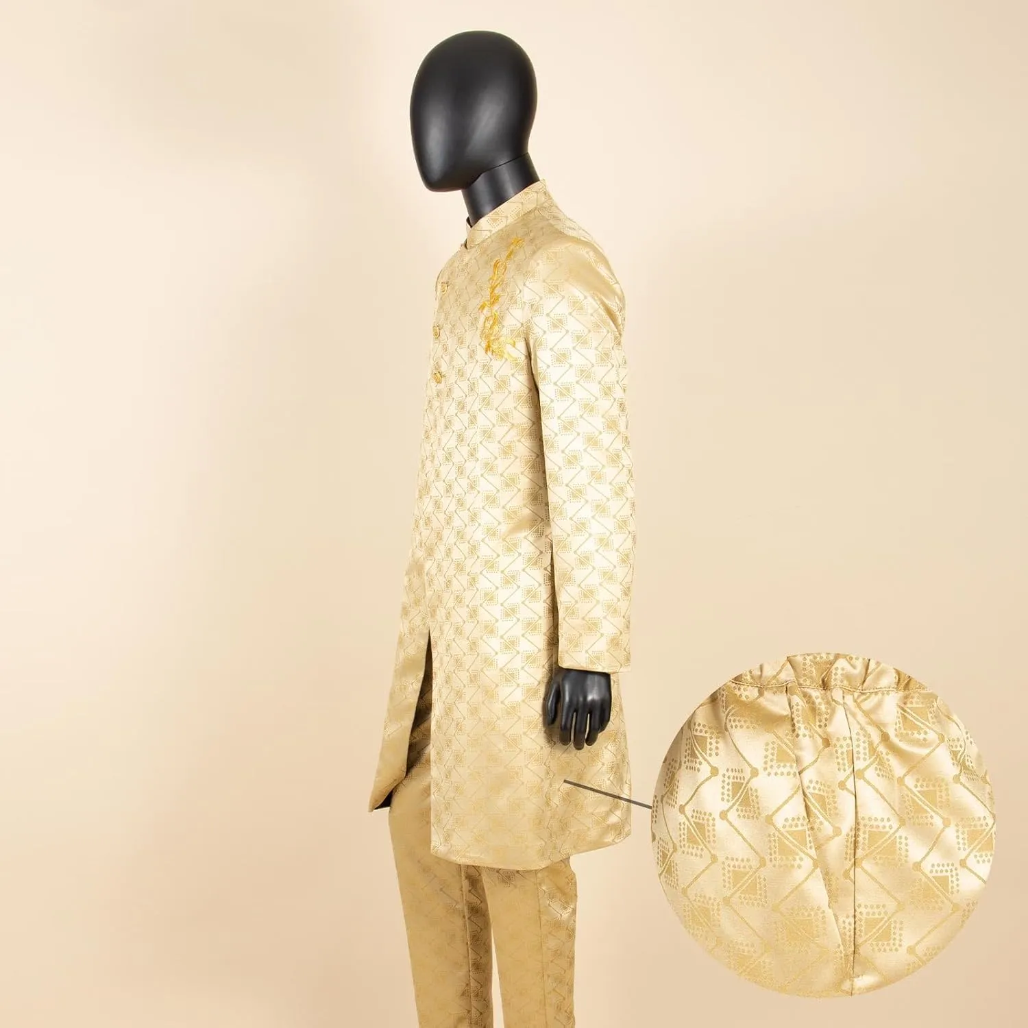 African Suit for Men Slim Fit Embroidery Jacket Pants 2 Piece Set Bazin Riche Business Formal Outfits
