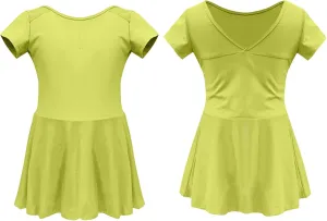 Ballet Dancewear for Girls Short Sleeve V Neck Back Mini Dress A-Line Swing Dresses 2025 Trendy Fashion Outfits