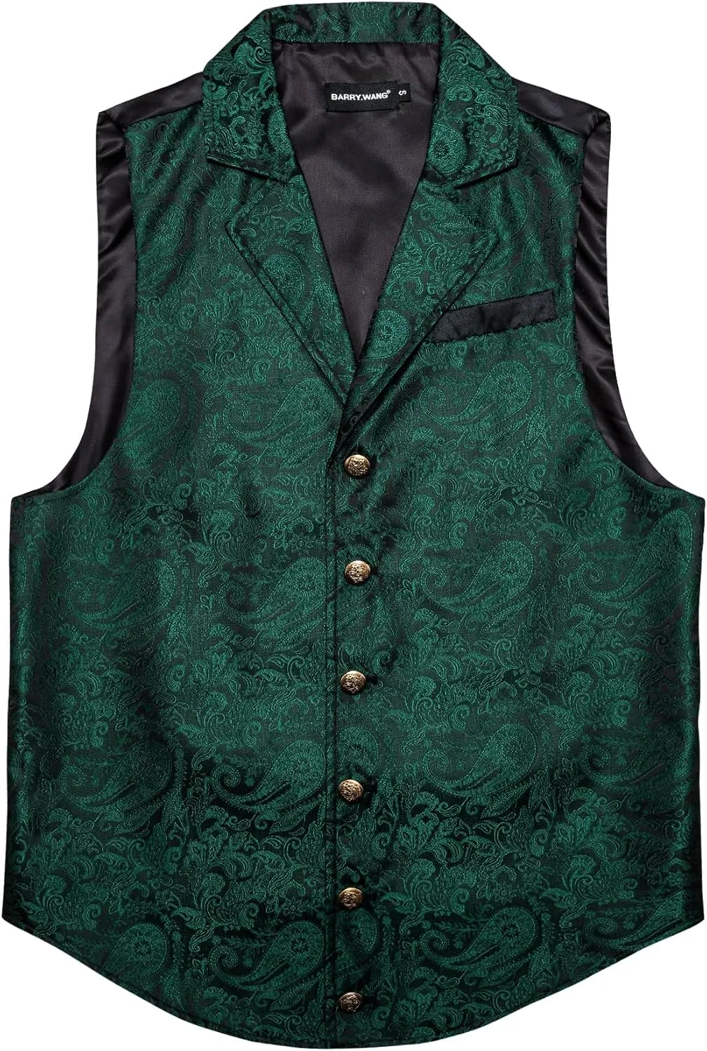 Barry.Wang Mens Victorian Suit Vest Lapel Collar Silk Paisley Steampunk Gothic Waistcoat Formal/Leisure Party