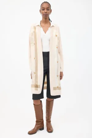 Beige Cashmere & Silk Brandebourgs Twillaine Belted Cardigan