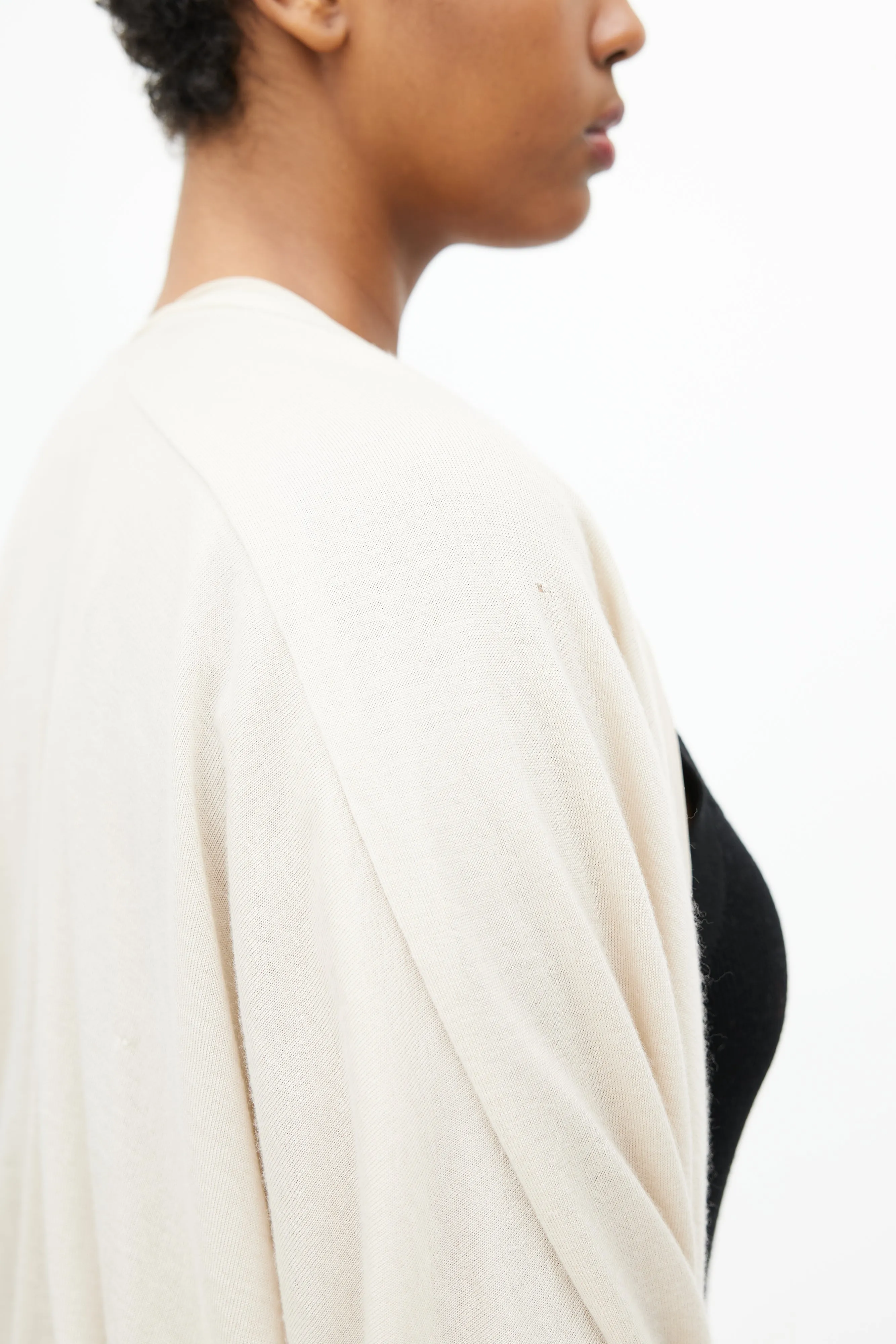 Beige Knit Flower Shrug