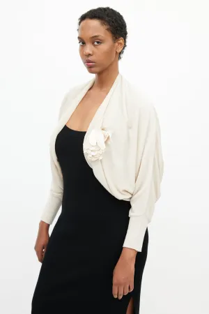 Beige Knit Flower Shrug