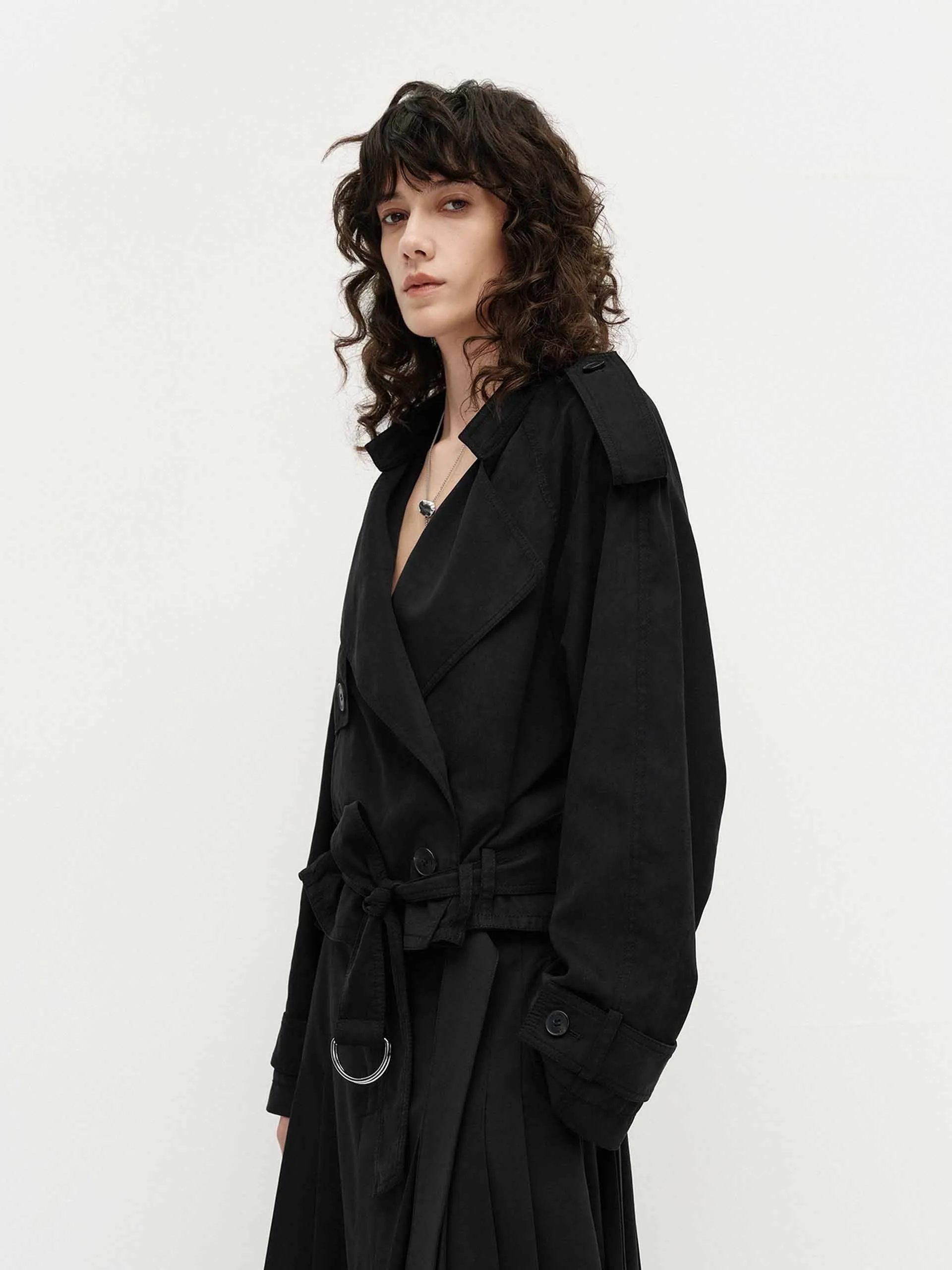 Belted Hem Loose Jacket