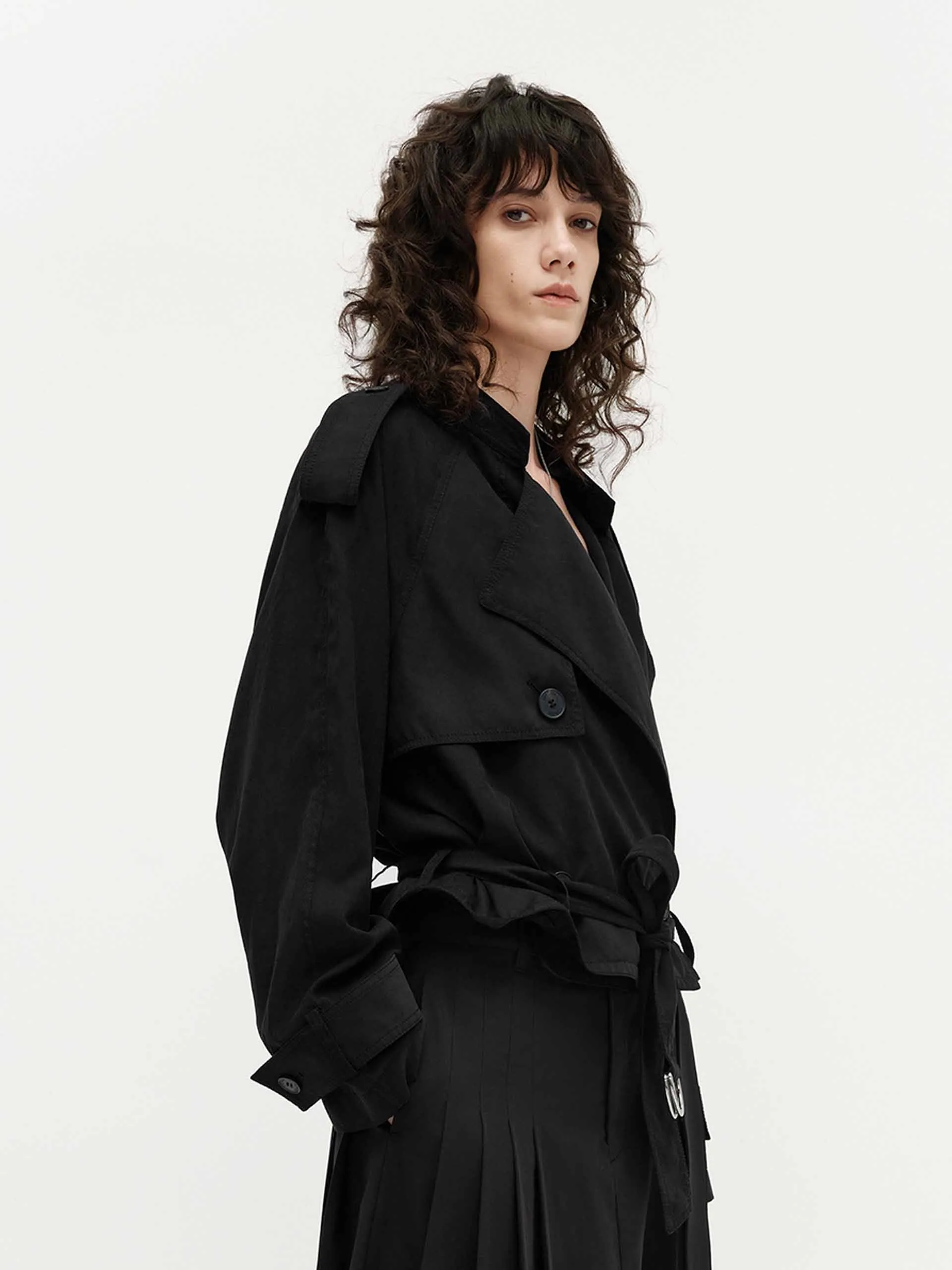 Belted Hem Loose Jacket