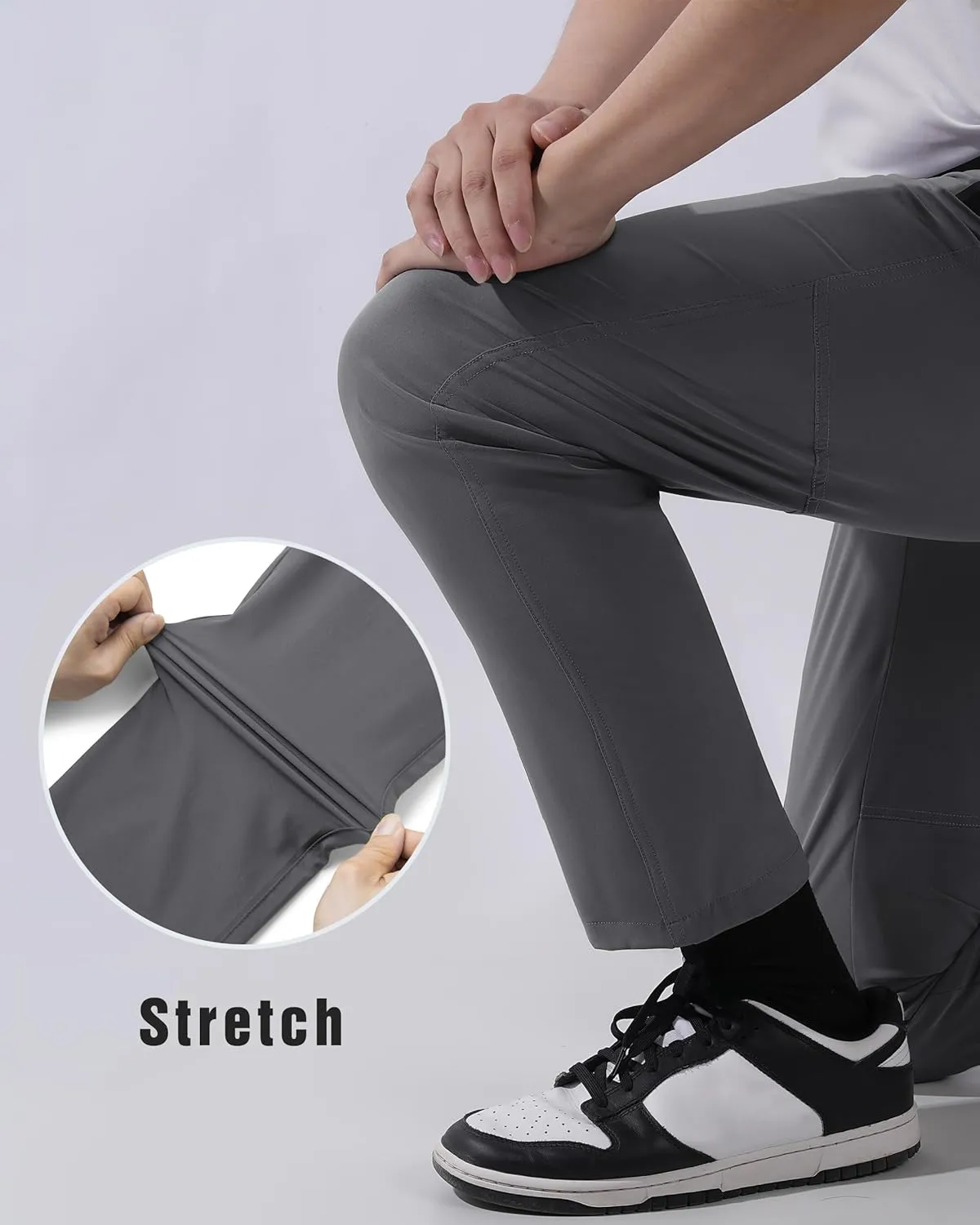 BIYLACLESEN Men's Running Pants Lightweight Quick Dry Hiking Jogger Sweatpants Zipper Pockets