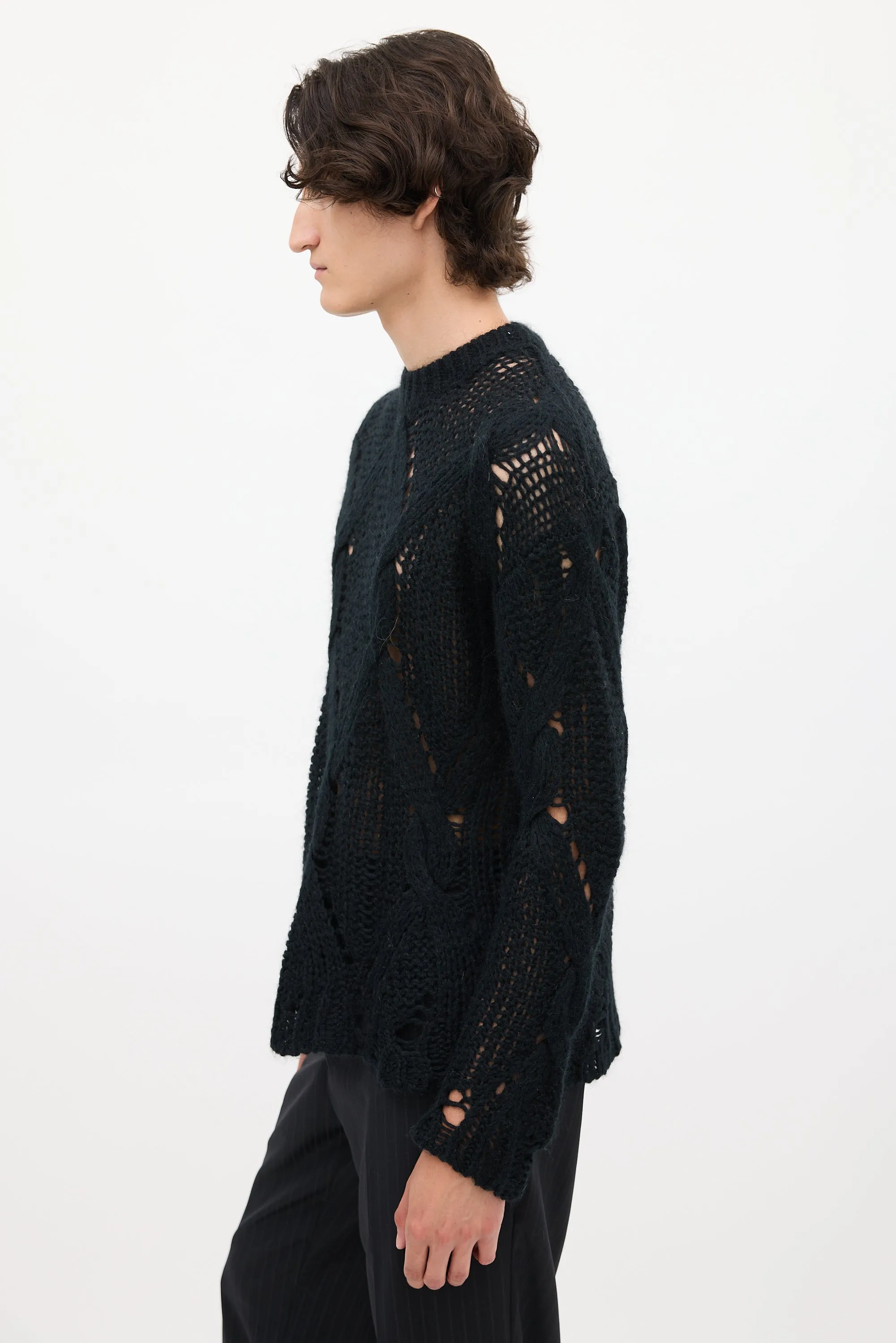 Black Loose Cable Knit Sweater