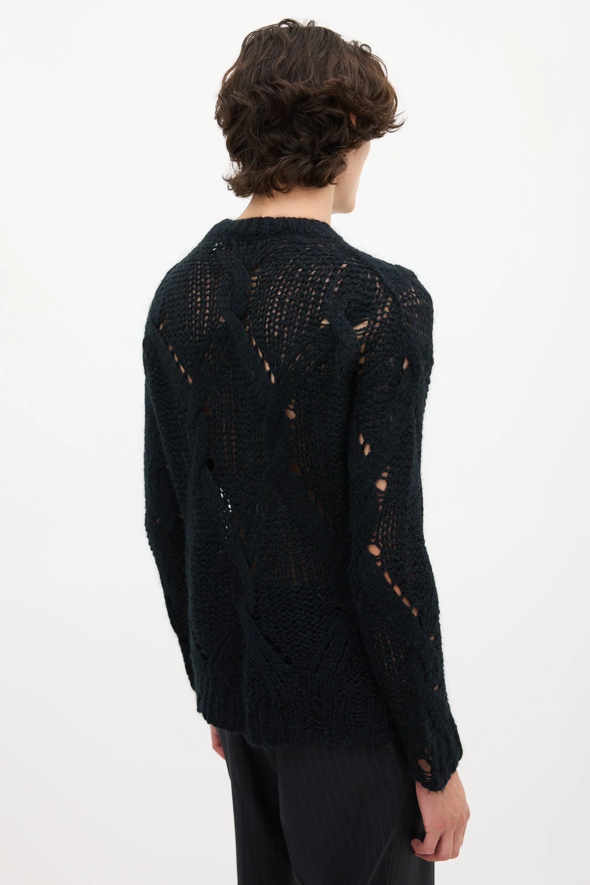 Black Loose Cable Knit Sweater