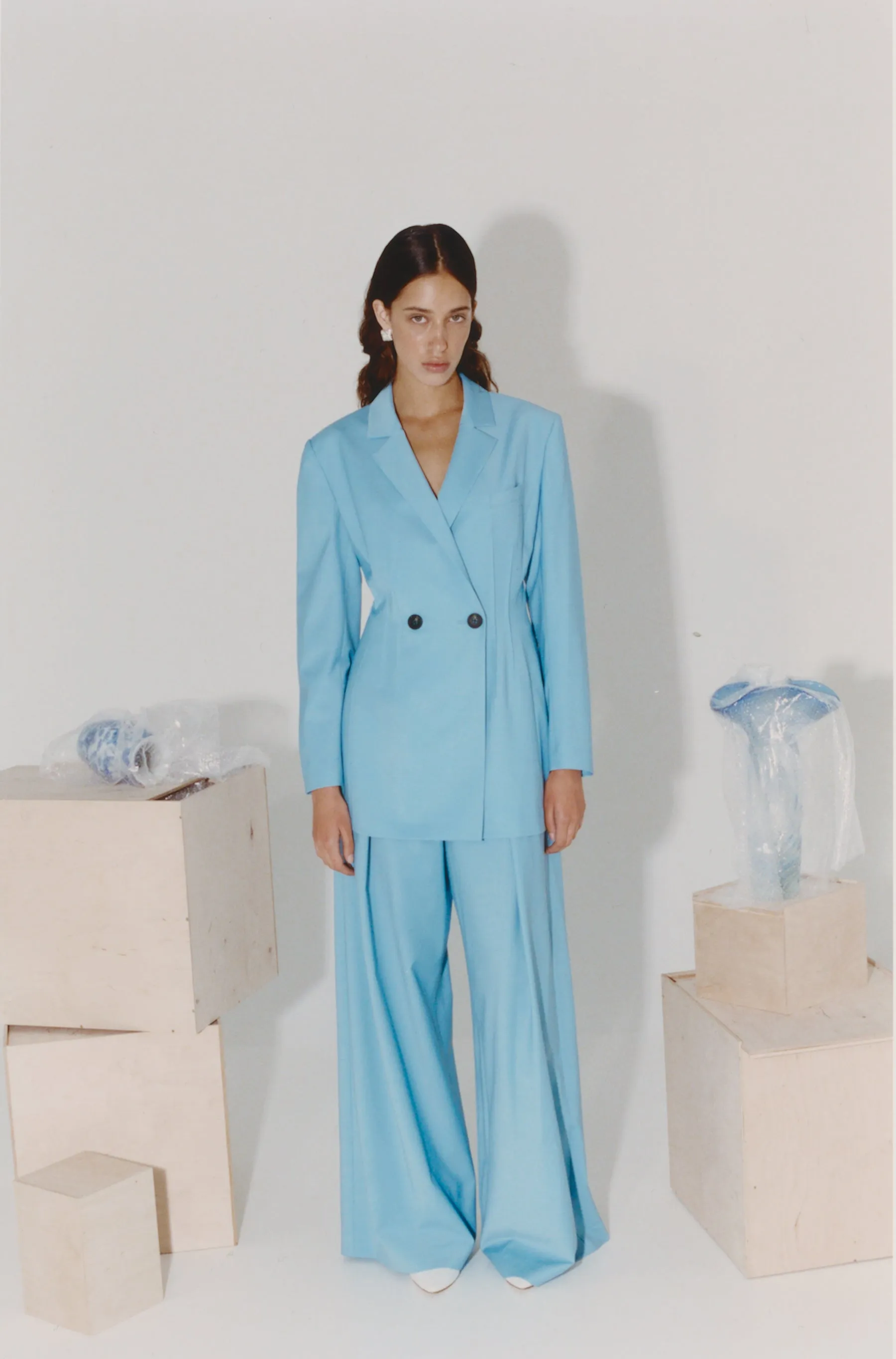 Blue tailored wool blazer