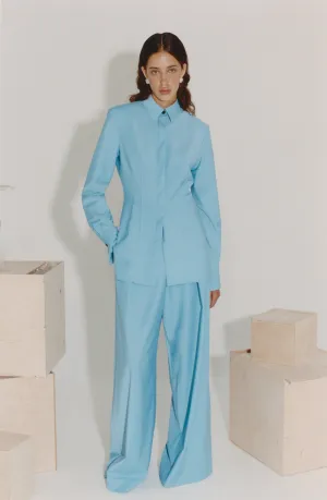 Blue tailored wool shirt