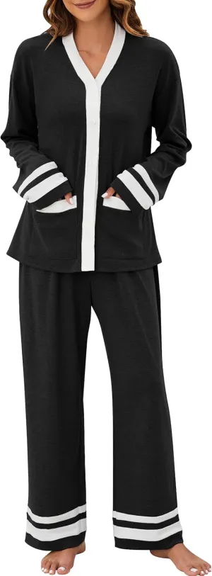 BMJL Womens Pajamas Set Two Piece Long Sleeve Button Down Nightgowns Pj Sets Fall Outfit 2024