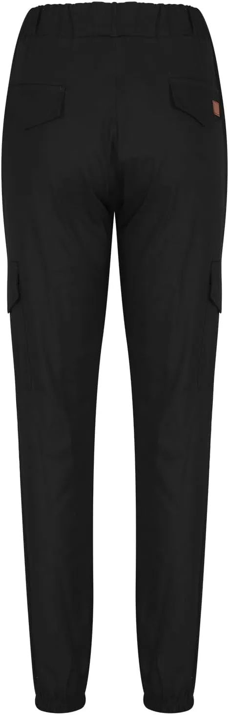 Cargo Pants for Men Regular Fit Drawstring Slacks Tapered Cotton Elastic Waist Multi Pockets Solid Sweatpants