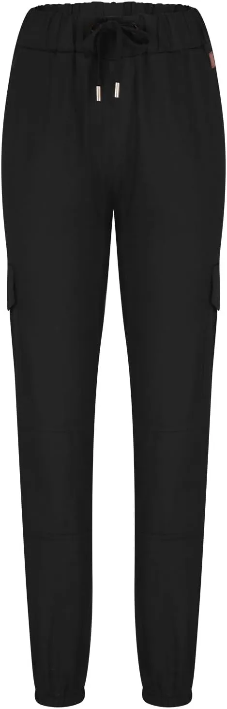 Cargo Pants for Men Regular Fit Drawstring Slacks Tapered Cotton Elastic Waist Multi Pockets Solid Sweatpants