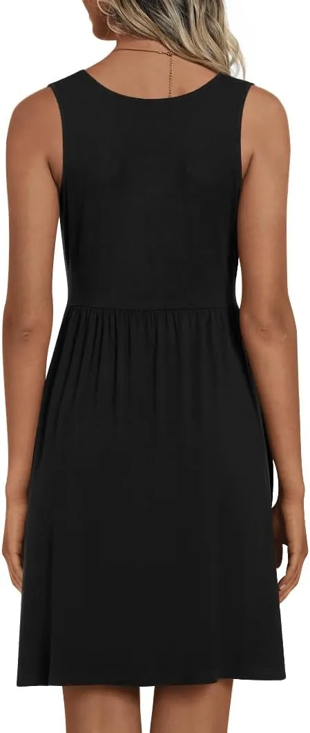 CATHY 2025 Womens Sexy Wrap Dress Sleeveless Summer V Neck Cover Ups Dresses Casual Sundress with Pockets S-2XL