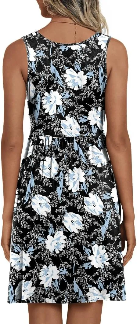 CATHY 2025 Womens Sexy Wrap Dress Sleeveless Summer V Neck Cover Ups Dresses Casual Sundress with Pockets S-2XL