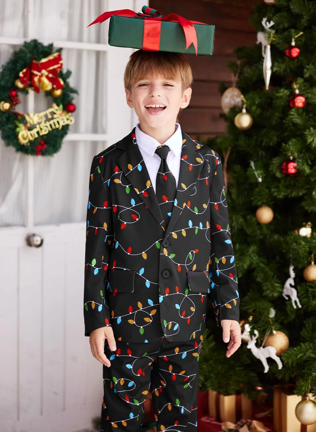Christmas Boys Ugly 3 Piece Suits with Jacket, Pants & Tie 5-14 Years