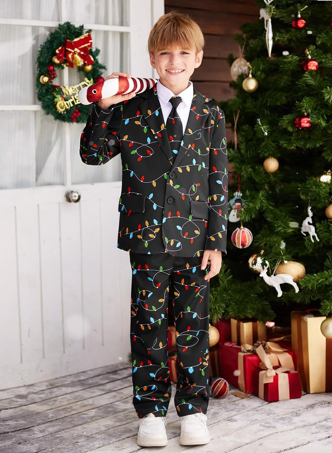 Christmas Boys Ugly 3 Piece Suits with Jacket, Pants & Tie 5-14 Years