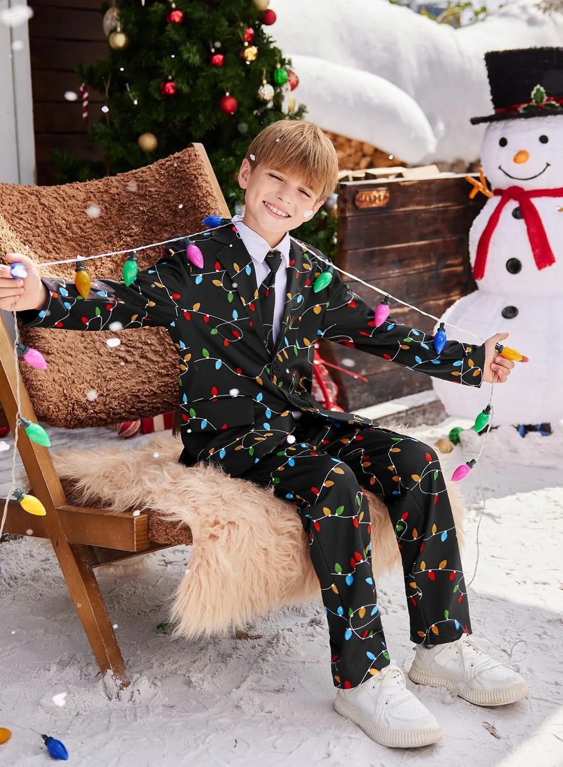 Christmas Boys Ugly 3 Piece Suits with Jacket, Pants & Tie 5-14 Years