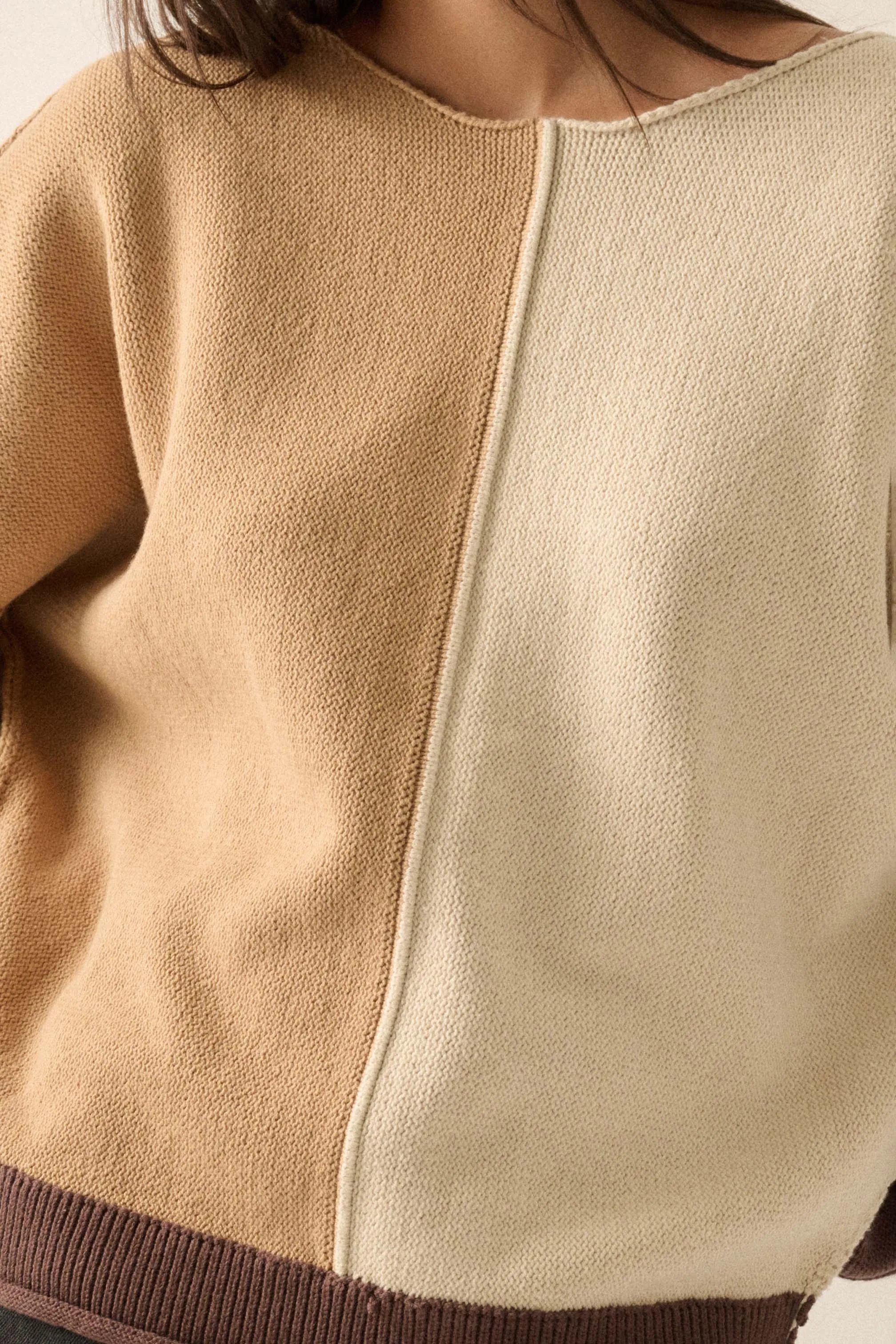 Color Scheme Colorblock Knit Boatneck Sweater