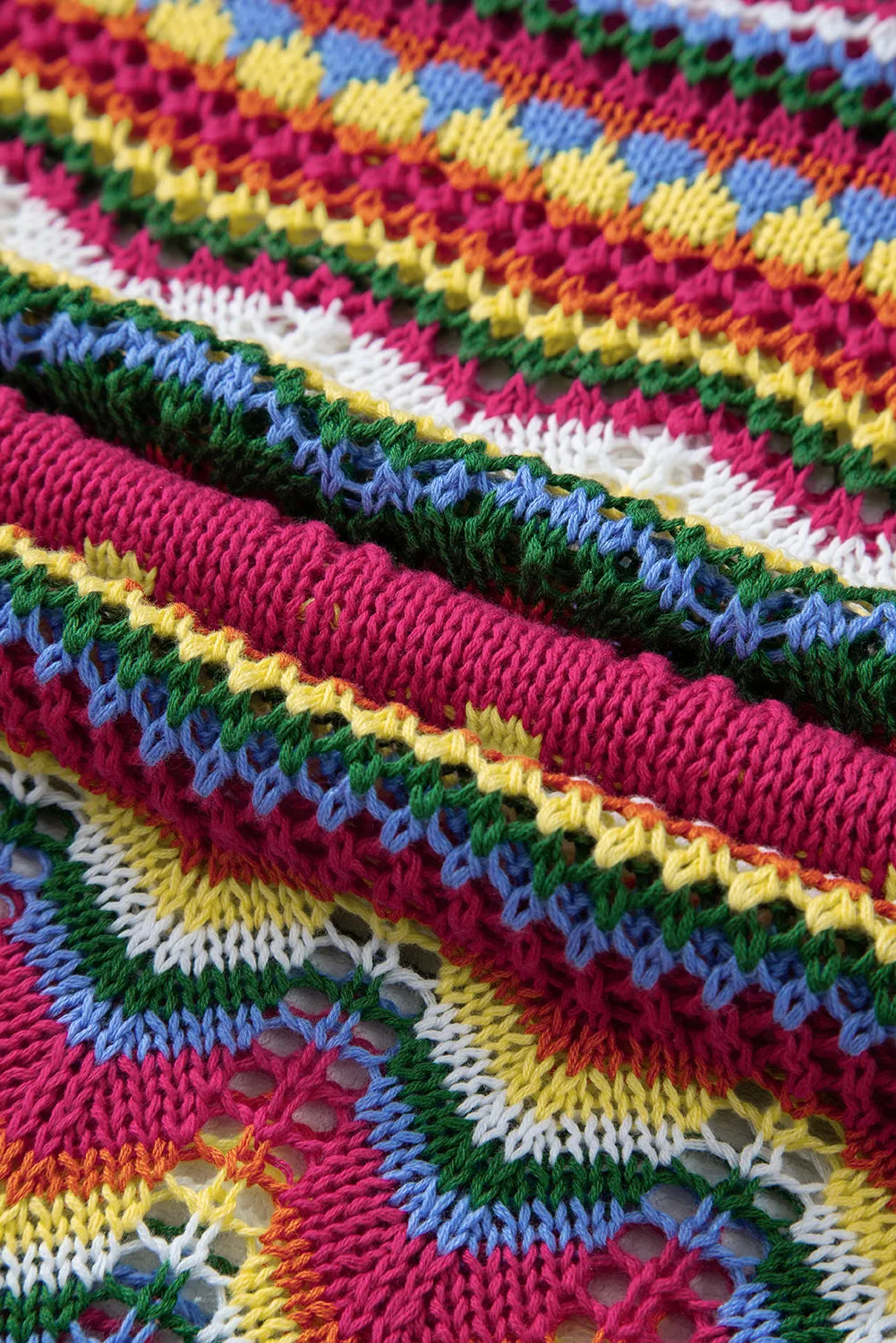 Colorblock Stripe Hollowed Knit Sweater