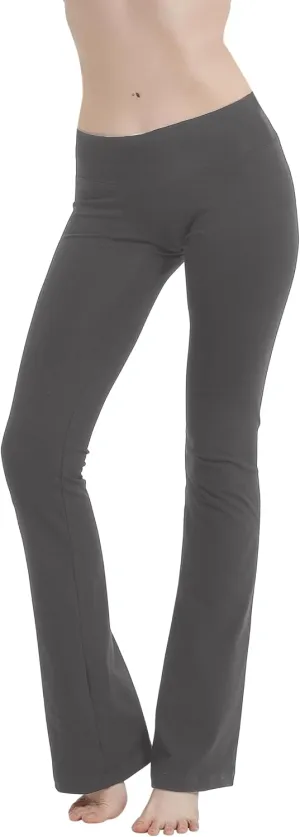 Cotton Spandex Low Rise Bootcut Flare Yoga Pants Legging(Regular Size/Plus Size) S-5XL (32"/34"/36" Inseam)