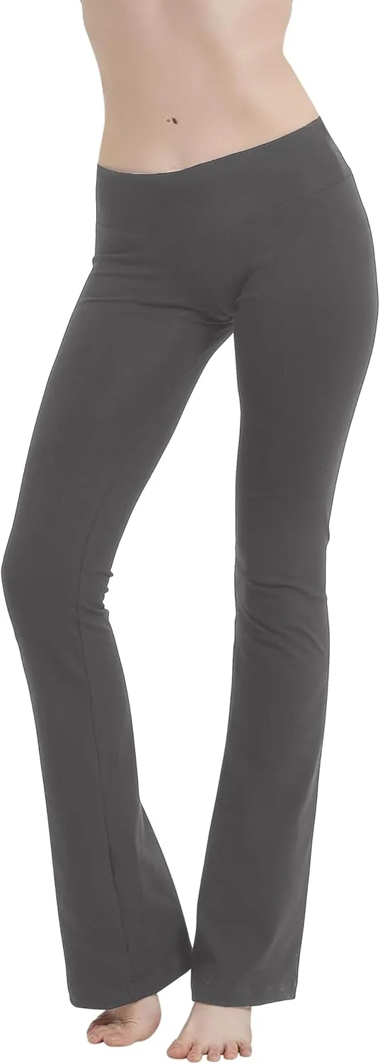 Cotton Spandex Low Rise Bootcut Flare Yoga Pants Legging(Regular Size/Plus Size) S-5XL (32"/34"/36" Inseam)