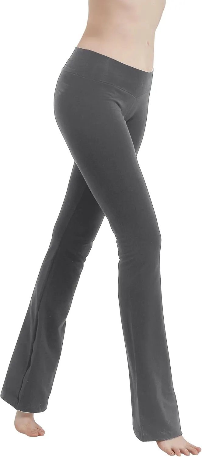 Cotton Spandex Low Rise Bootcut Flare Yoga Pants Legging(Regular Size/Plus Size) S-5XL (32"/34"/36" Inseam)