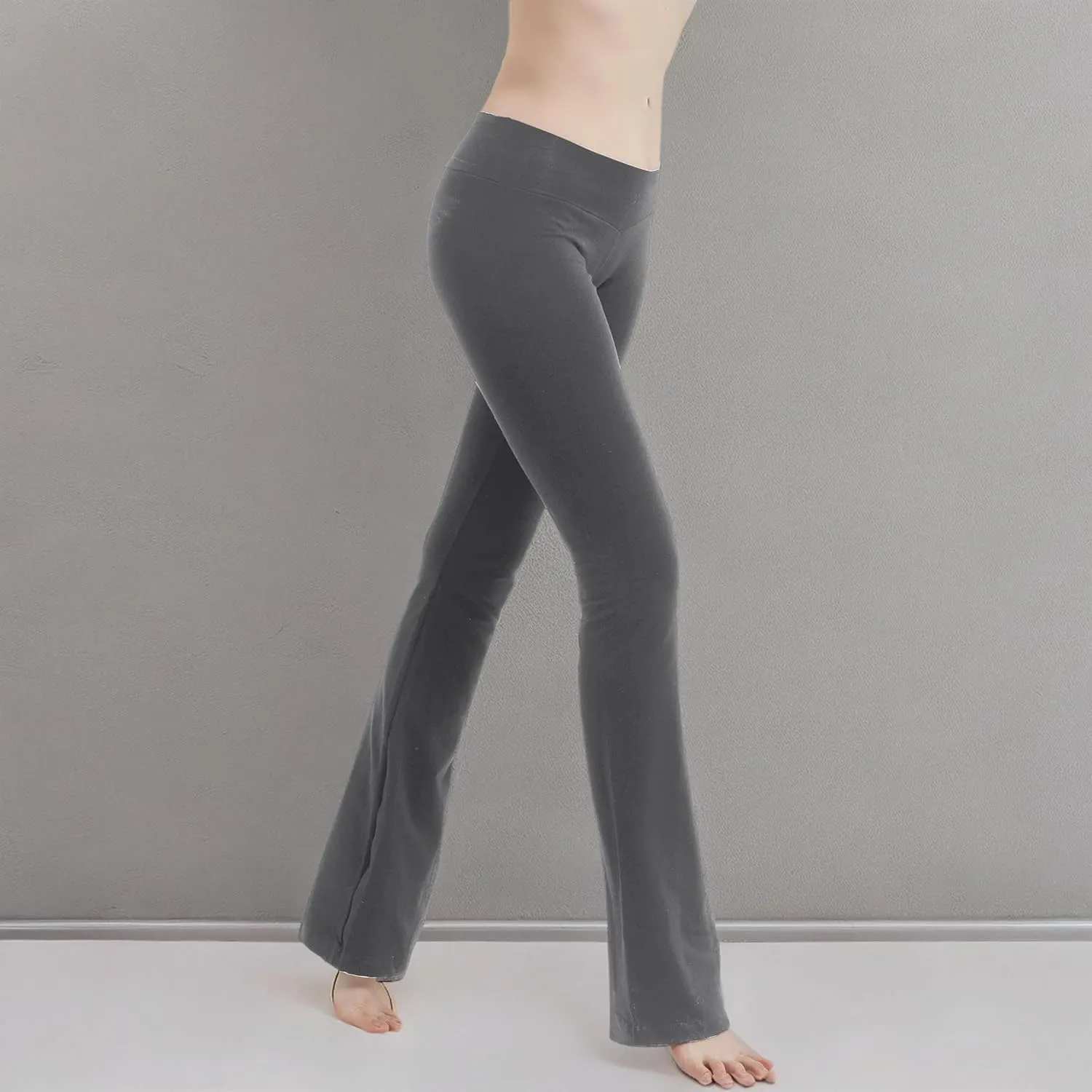 Cotton Spandex Low Rise Bootcut Flare Yoga Pants Legging(Regular Size/Plus Size) S-5XL (32"/34"/36" Inseam)