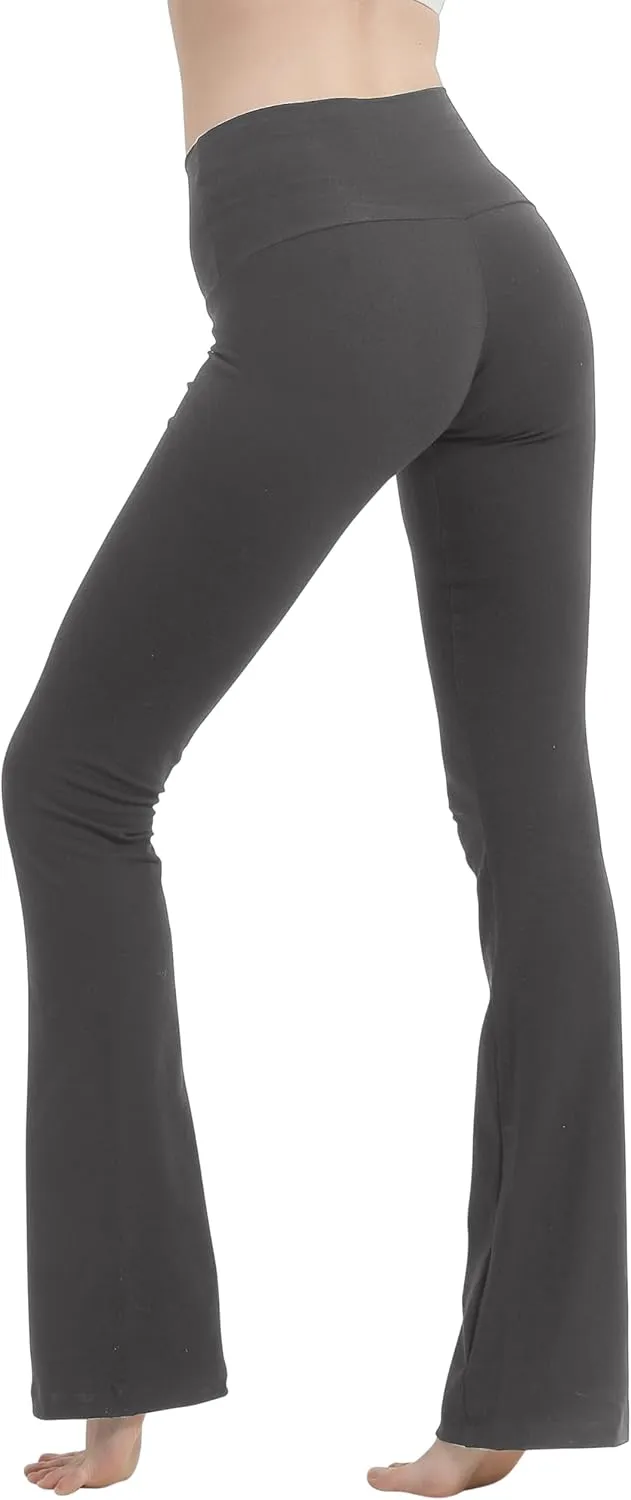 Cotton Spandex Low Rise Bootcut Flare Yoga Pants Legging(Regular Size/Plus Size) S-5XL (32"/34"/36" Inseam)