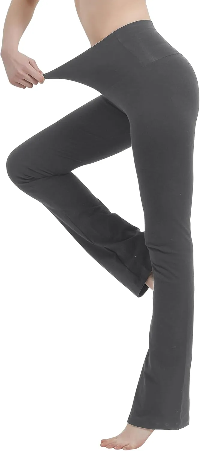 Cotton Spandex Low Rise Bootcut Flare Yoga Pants Legging(Regular Size/Plus Size) S-5XL (32"/34"/36" Inseam)