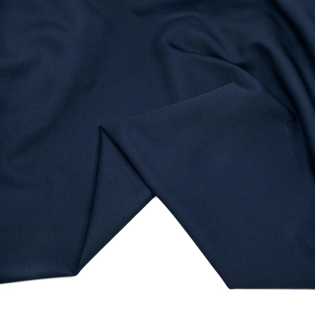 Deadstock Wool Viscose Twill Suiting - Deep Ocean