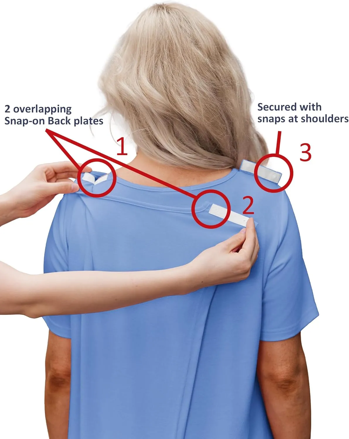 Deyeek Hospital Gowns for Women Tear Away Snap Open Back Dress Post Shoulder Surgery Dresses Soft Adaptive Clothing Nightgown