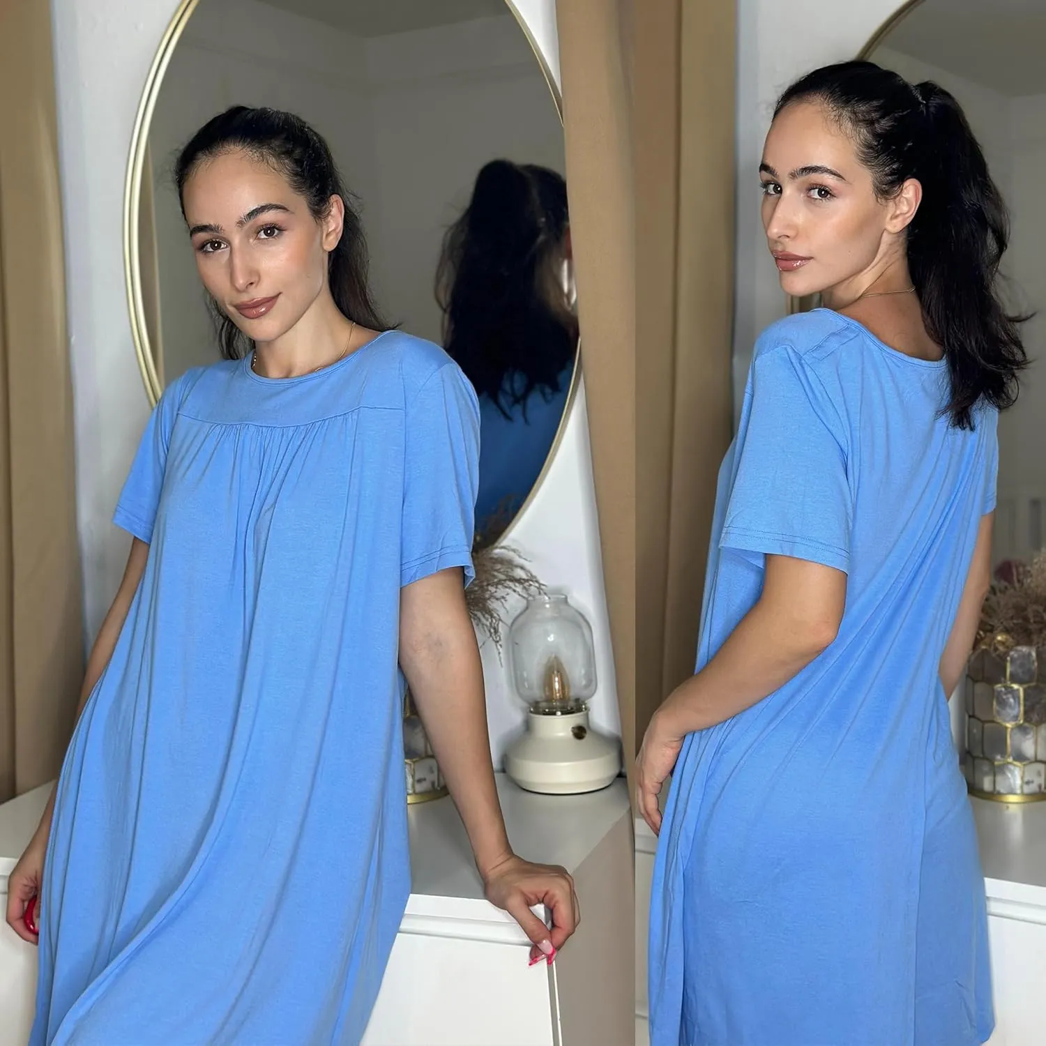 Deyeek Hospital Gowns for Women Tear Away Snap Open Back Dress Post Shoulder Surgery Dresses Soft Adaptive Clothing Nightgown