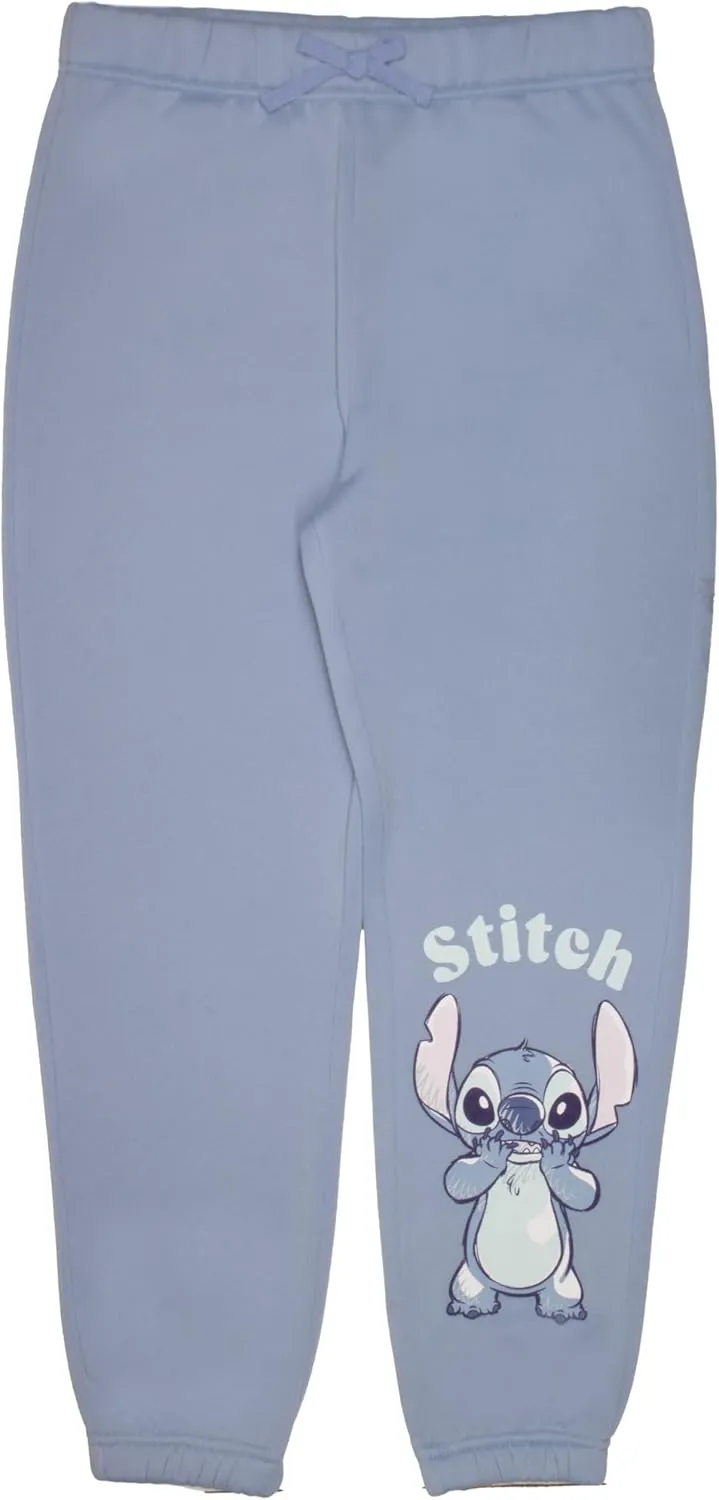 Disney Lilo & Stitch Girl's 2-Piece Fleece Set - Stitch Hooded Sweatshirt and Joggers Bundle for Kids