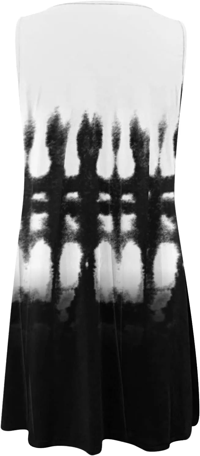 Eduavar Sundresses for Women 2024, Mini Dresses for Women Summer Floral Print Sexy Crew Neck Sleeveless Beach Mini Dress