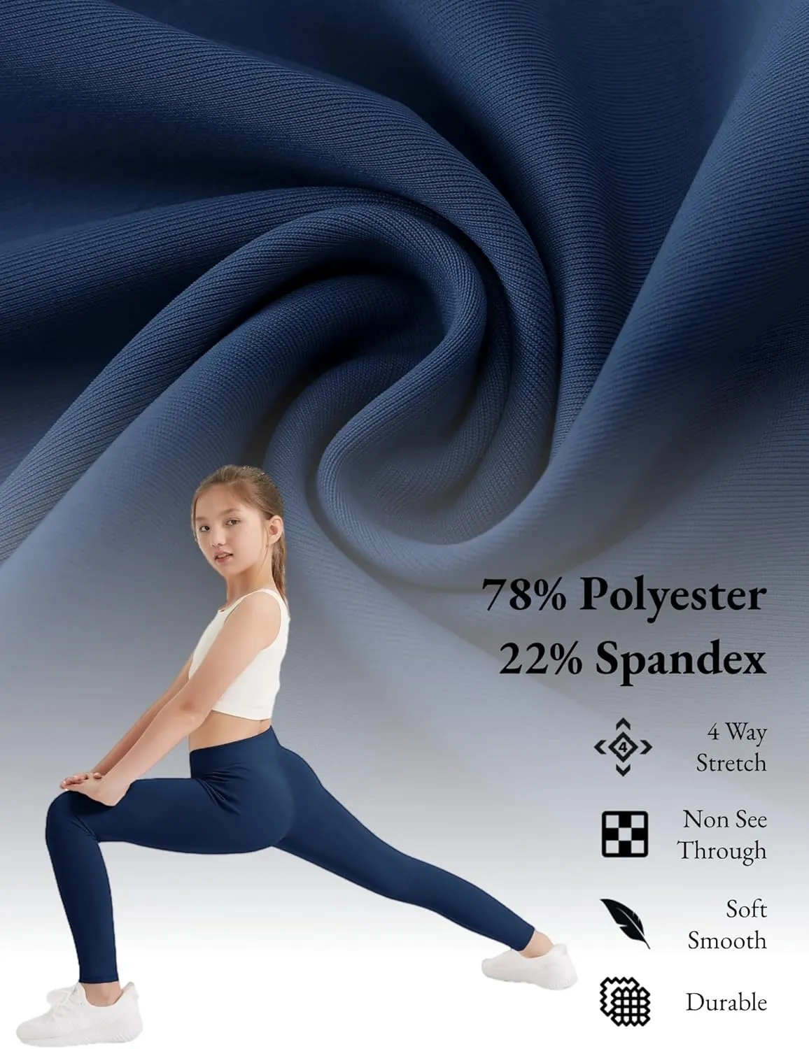 EXARUS 4 Pack Girls Leggings Kids Yoga Pants Crossover V Waist Ankle/Full Length High Waisted for School Casual Dance