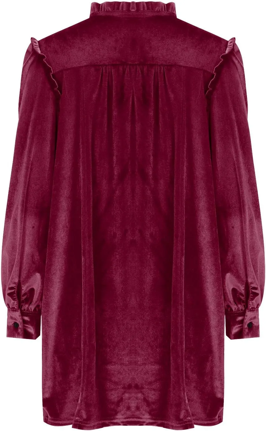 JOAU Women's Elegant Velvet Puff Long Sleeve Dress Casual V Neck Babydoll Flowy Ruffle Cute Cocktail Party Mini Dresses