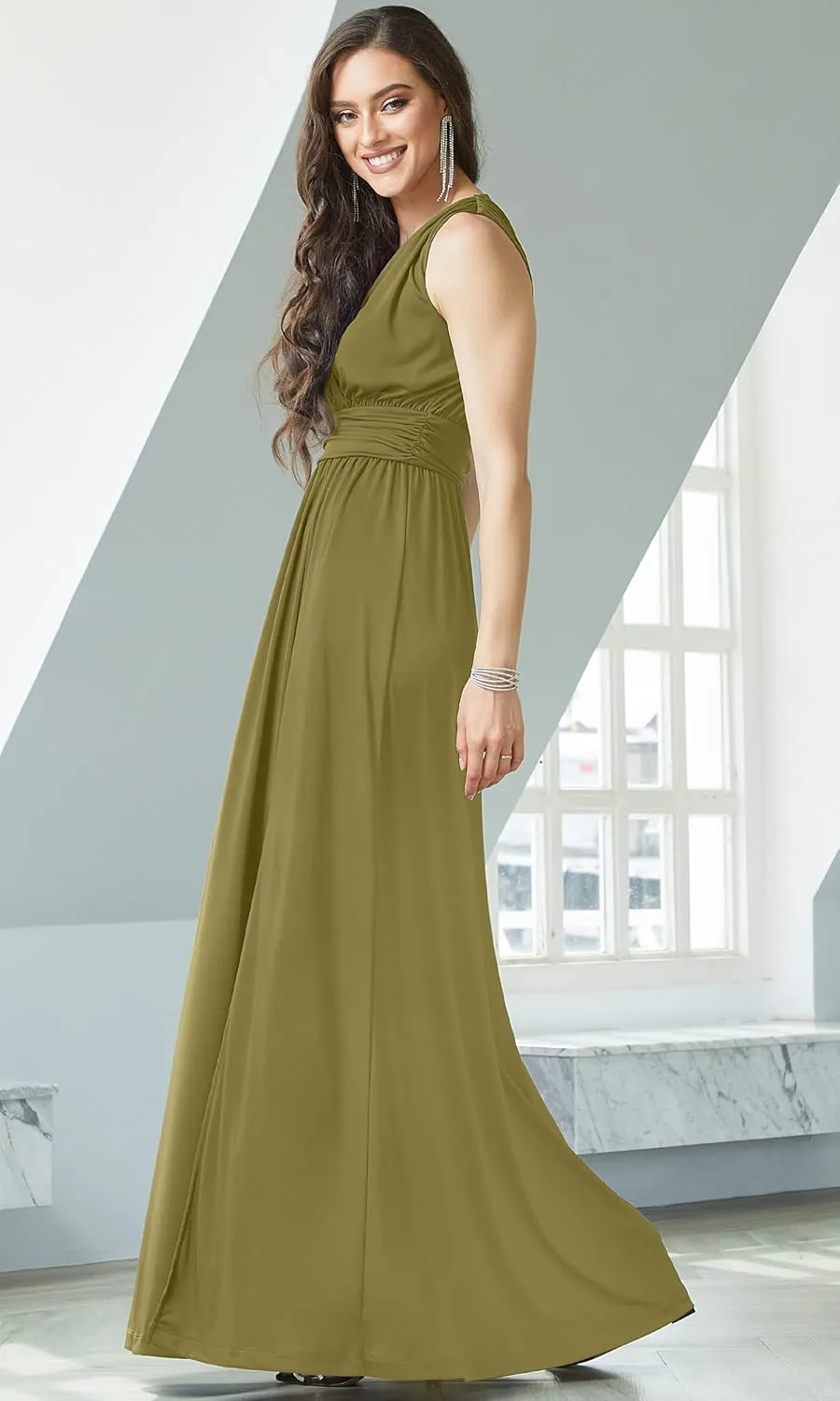 KOH KOH Womens Long Sleeveless Bridesmaid Cocktail Evening Maxi Dress