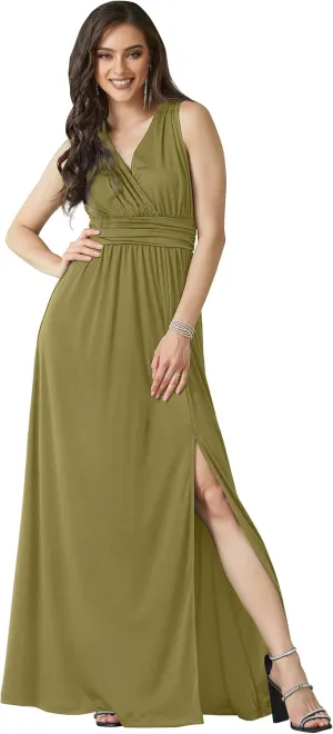 KOH KOH Womens Long Sleeveless Bridesmaid Cocktail Evening Maxi Dress