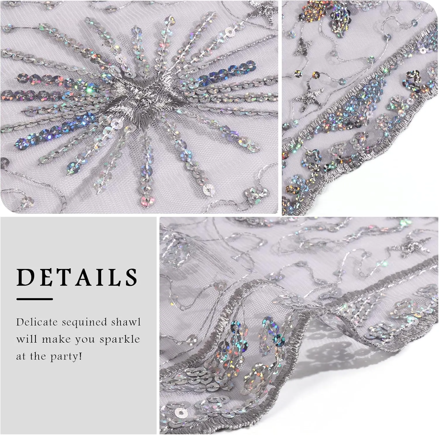 Ladiery Sequin Stars Moons Shawls and Wraps for Evening Dresses,Women sparkly Sheer Mesh Wedding Shawls for Evening Party