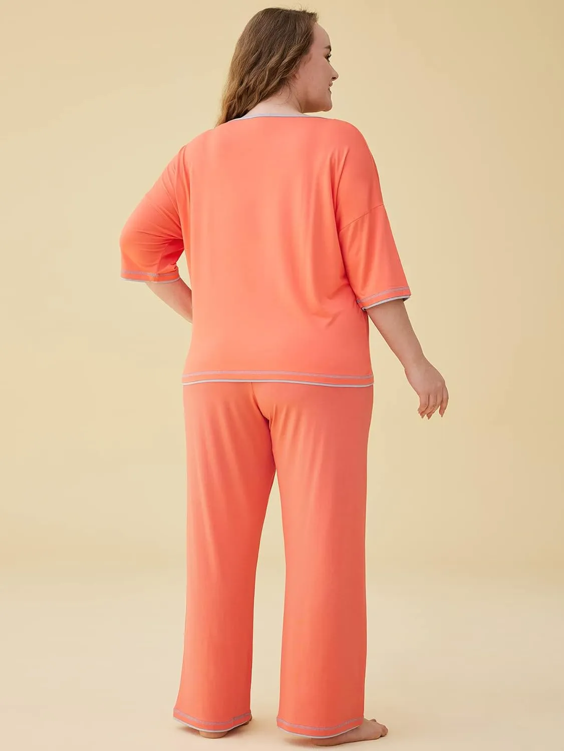 Latuza Women's 3/4 Sleeve Scoop Neck Pajama Set