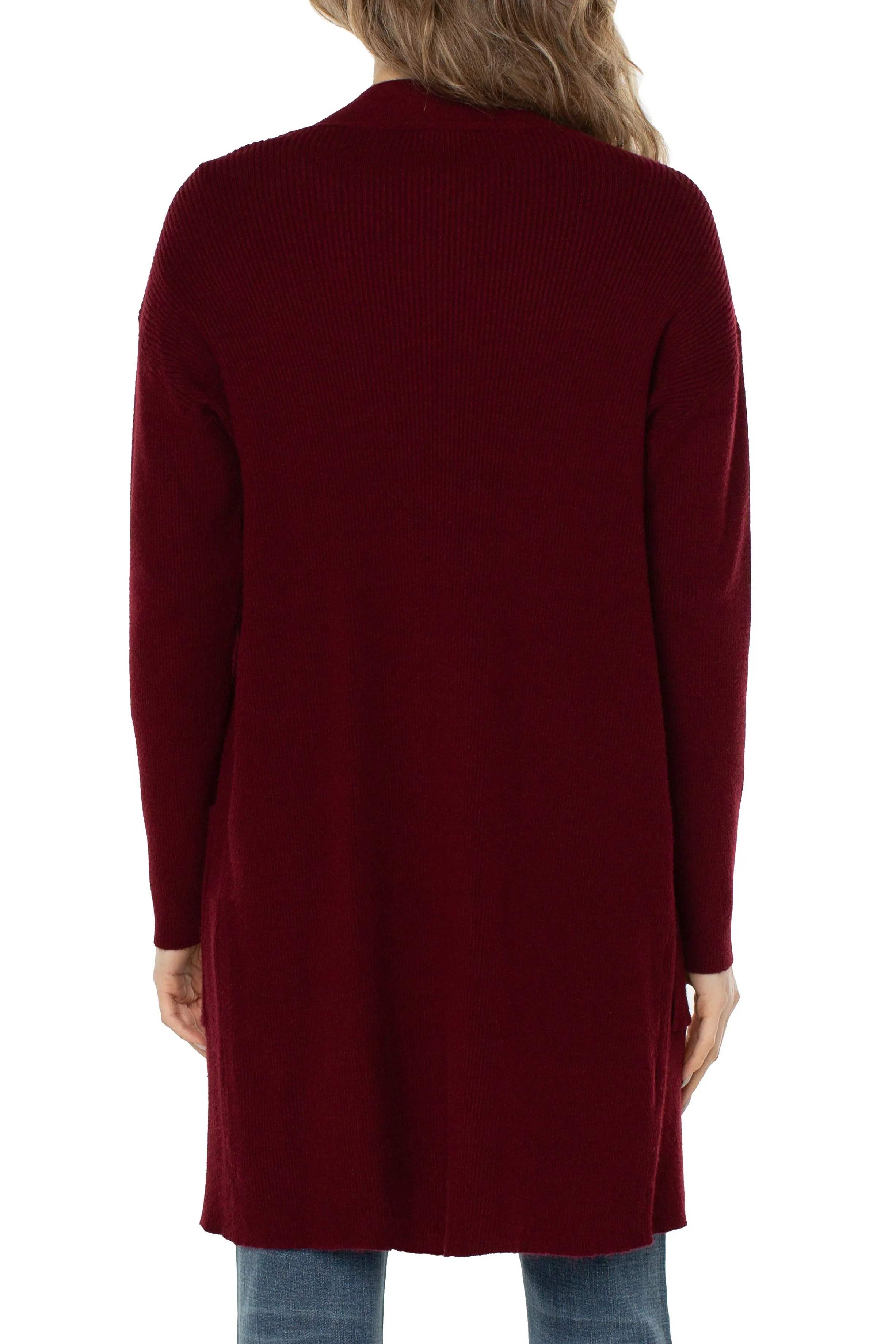 Liverpool Open Front Cardigan Sweater Deep Red Velvet