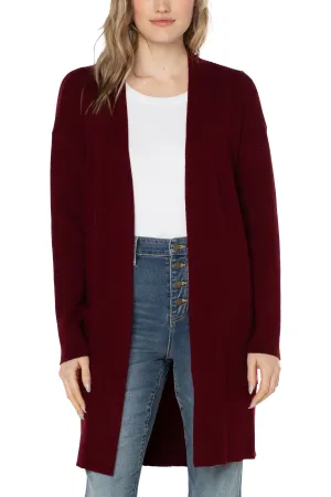 Liverpool Open Front Cardigan Sweater Deep Red Velvet