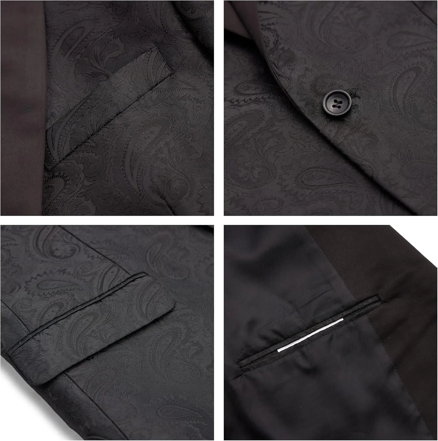 MAGE MALE Men's 2 Piece Slim Fit Floral Tuxedo Suit Paisley Peak Lapel One Button Single Breasted Suit Jacket Pants Set