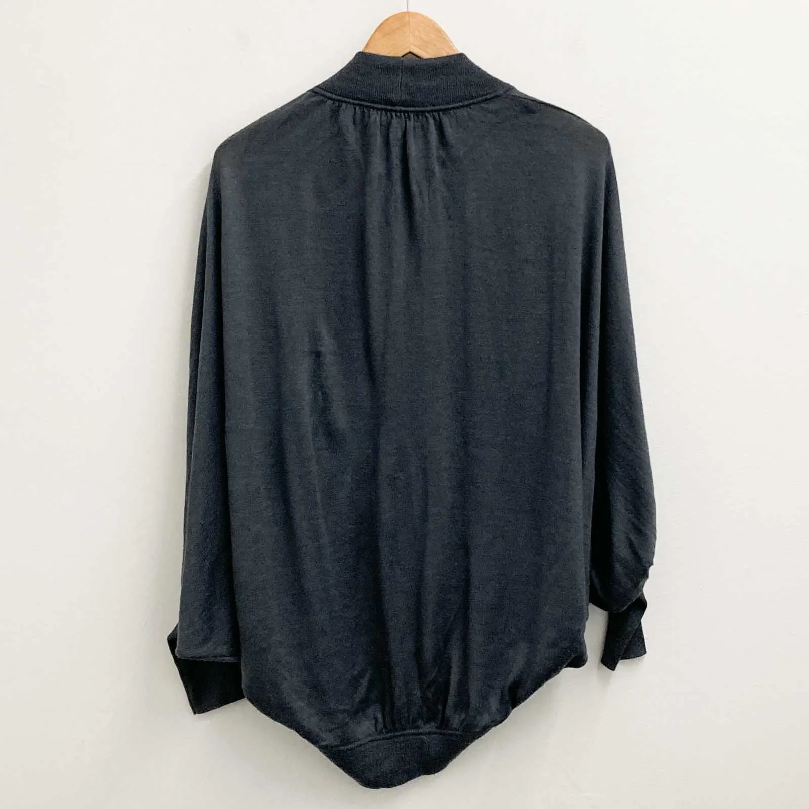 M&S Autograph Cardigan Size 8-10 Dark Grey Batwing Sleeve Open Front