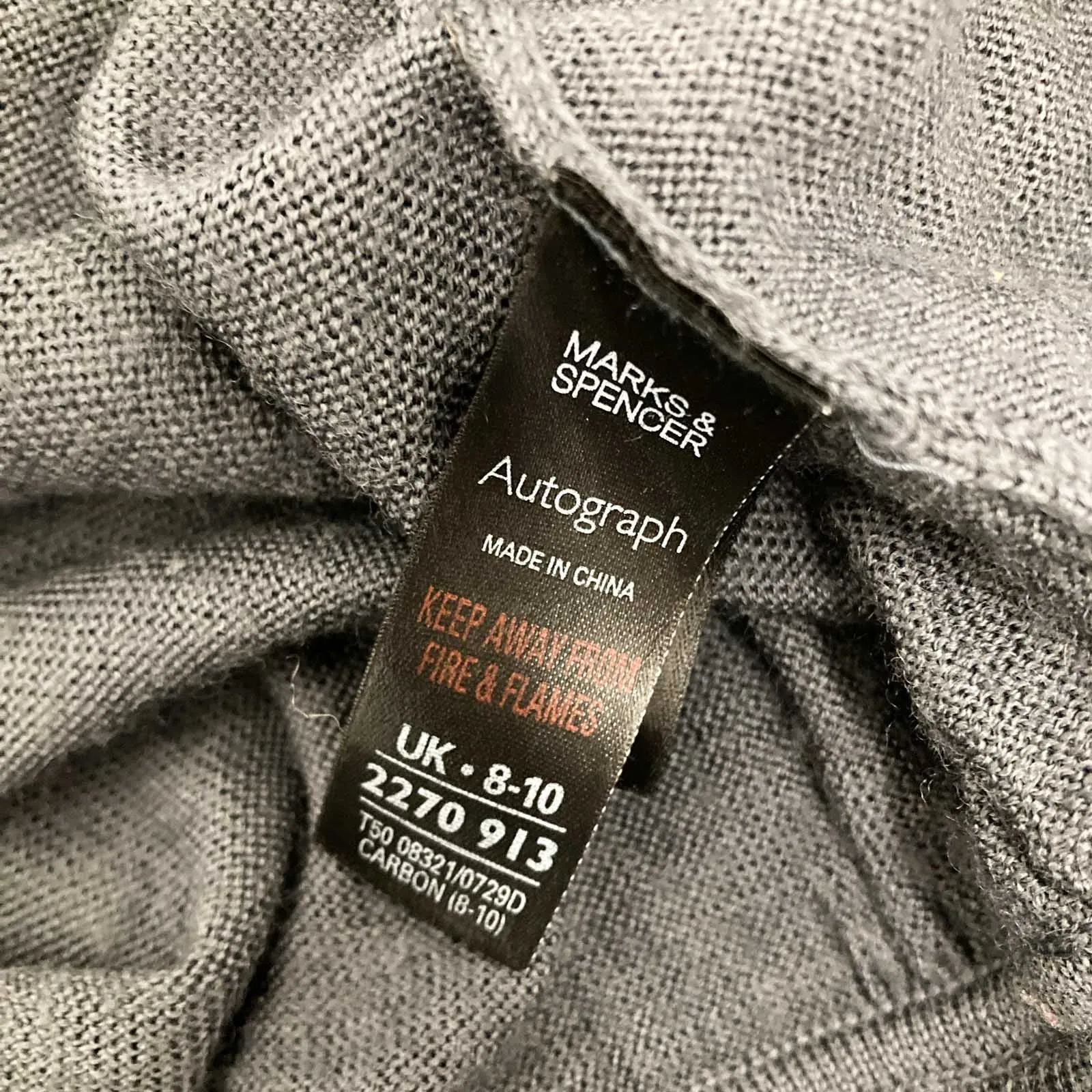 M&S Autograph Cardigan Size 8-10 Dark Grey Batwing Sleeve Open Front