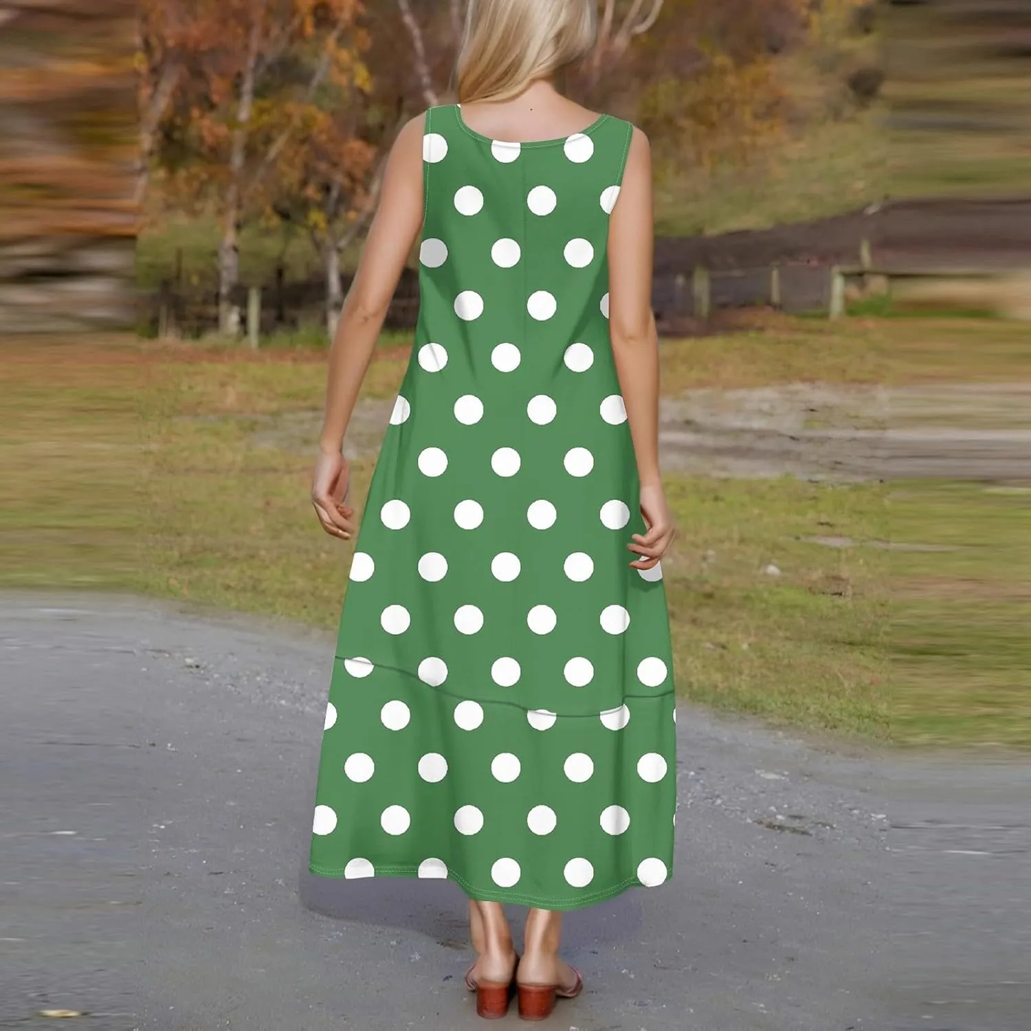 Maxi Sundress for Women 2025 Summer Loose Fit Beach Dress Scoop Neck Sleeveless Tank Dress Casual Vacation Dresses