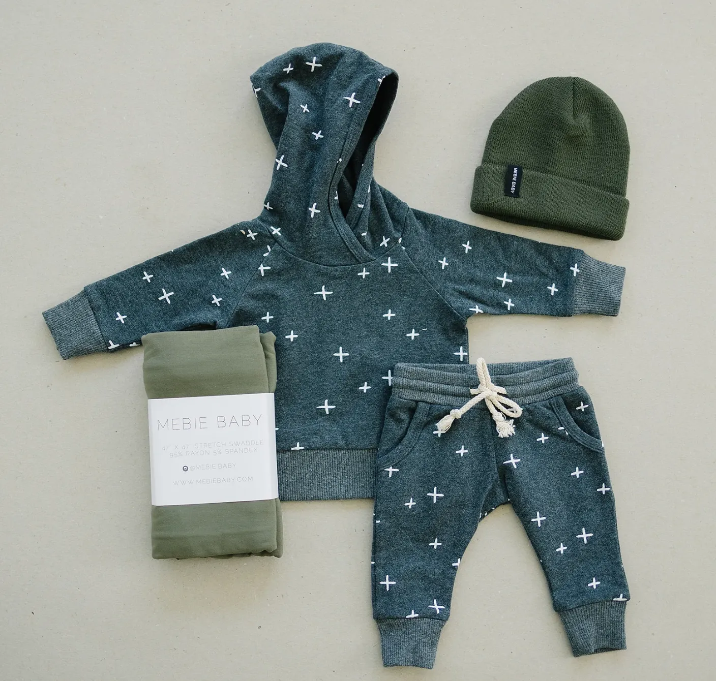 Mebie Baby - X's French Terry Joggers in Charcoal