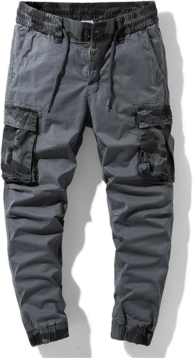 Mens Cargo Pants Relaxed Fit Casual Hiking Pants Workout Joggers Stretch Outdoor Twill Track Sweatpants Multi Pockets